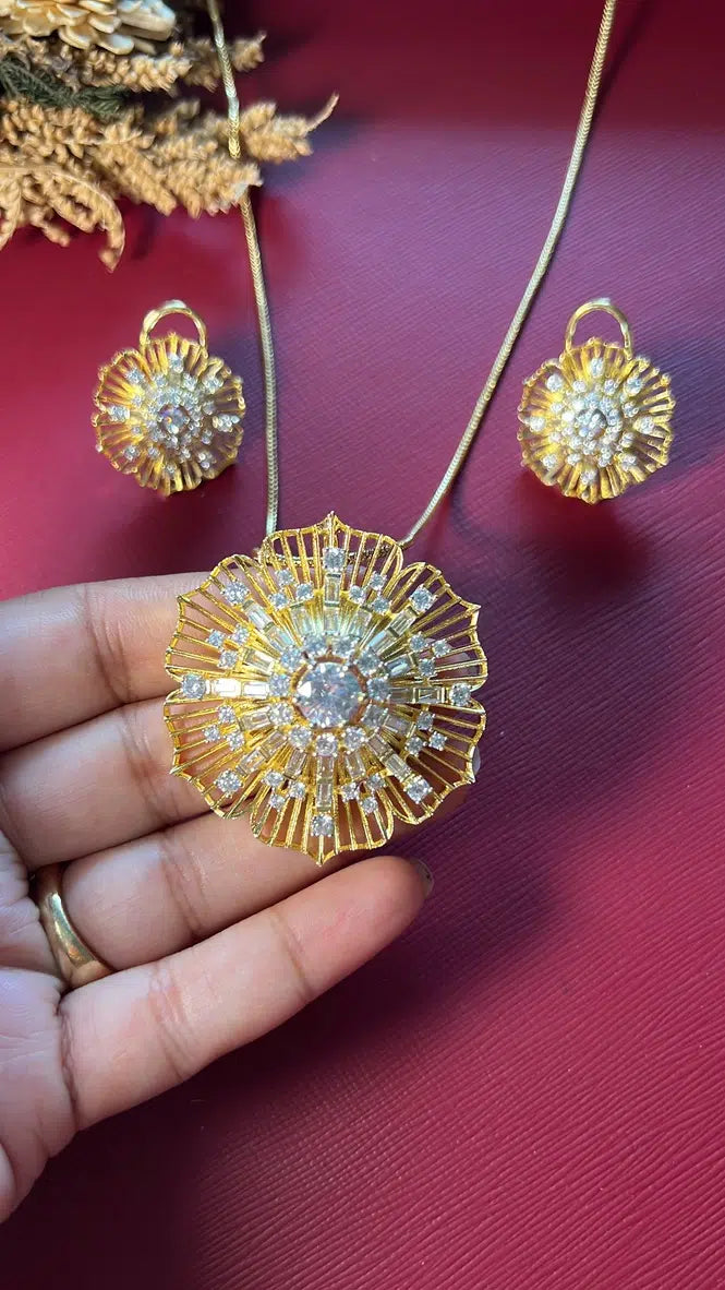 Sunflower Diamond Pendant Set