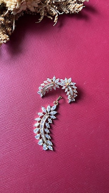 Gold-tone American Diamond pendant set from Hema Collections