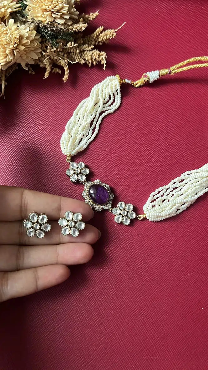 Purple Doublet Stone Choker Set