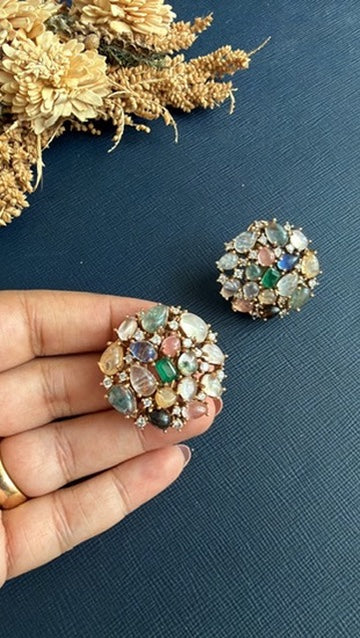 Gold-tone multicolour stud earrings from Hema Collections