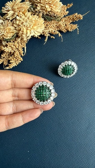 Kamna Diamond Stud- Green