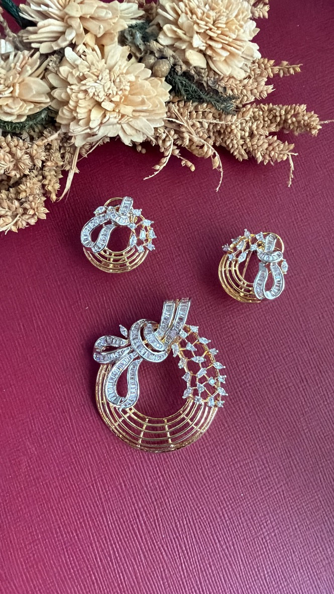 Aisha screw-back earrings in Ganga Jamuna dual polish, white on gold