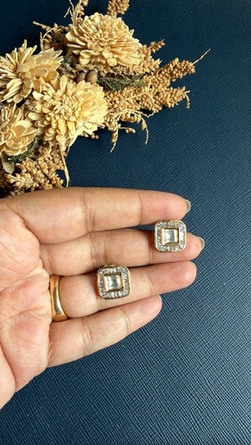 Yashvi Kundan Diamond Studs -Square