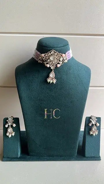Pink Lotus Kundan Choker