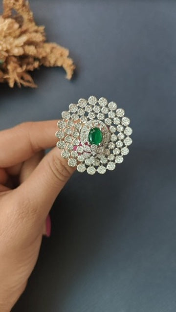 Reeti Big Diamond Ring - Green