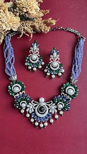 Navisha Beaded Diamond  Set