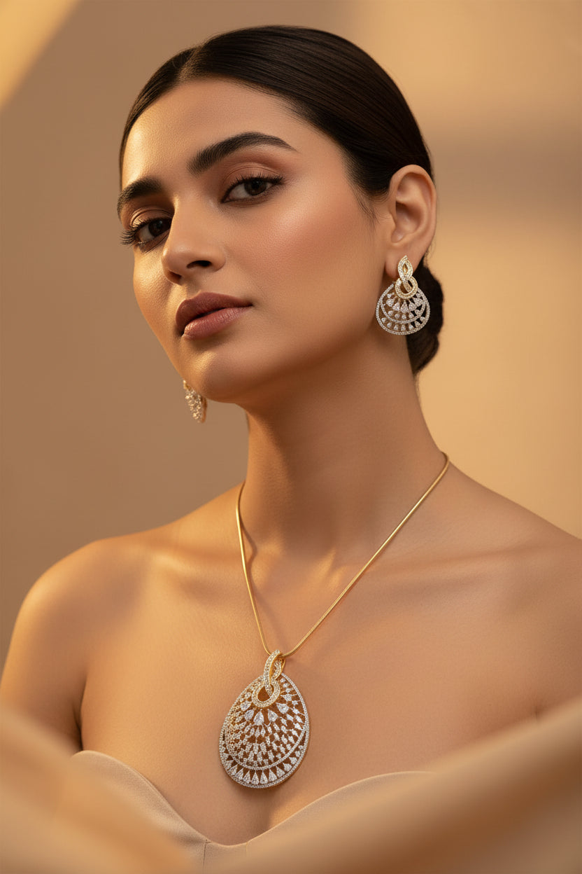 Prisha Diamond Pendant Set