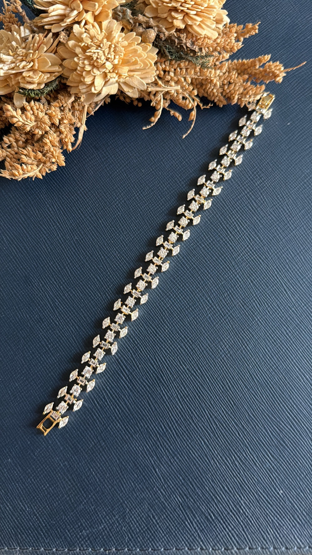 Arohi CZ tennis bracelet worn on wrist, everyday festive jewellery