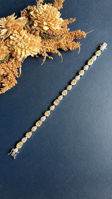 Namra tennis bracelet shown open at the clasp, size 2.4