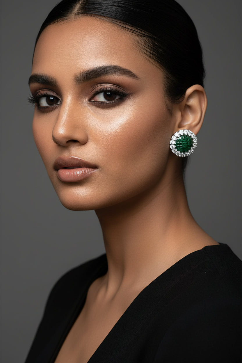 Kamna Diamond Stud- Green