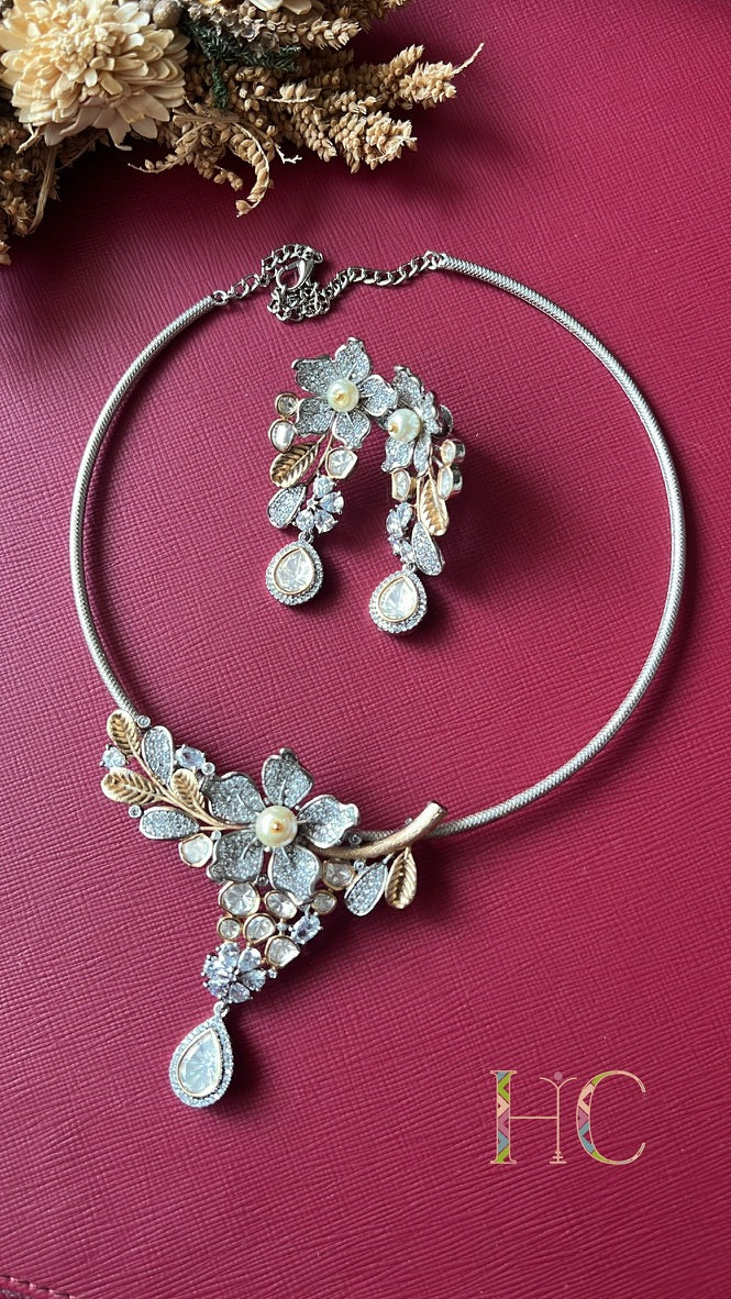 Daisy Kundan Hasli Set - White