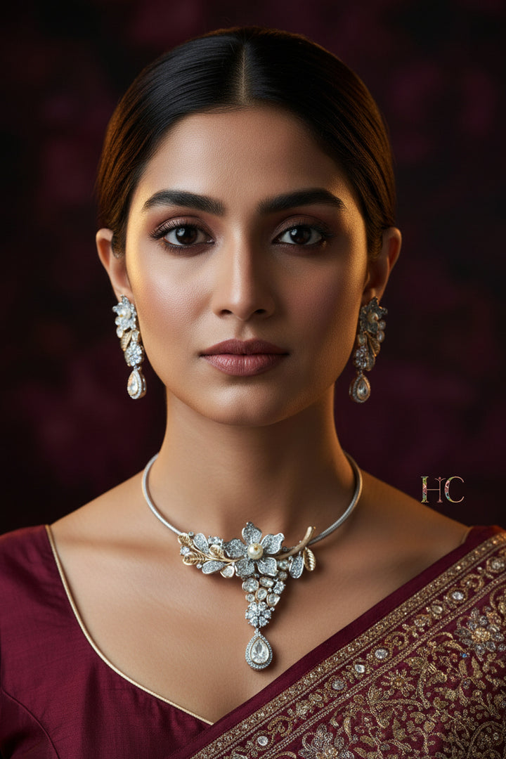 Daisy Kundan Hasli Set - White