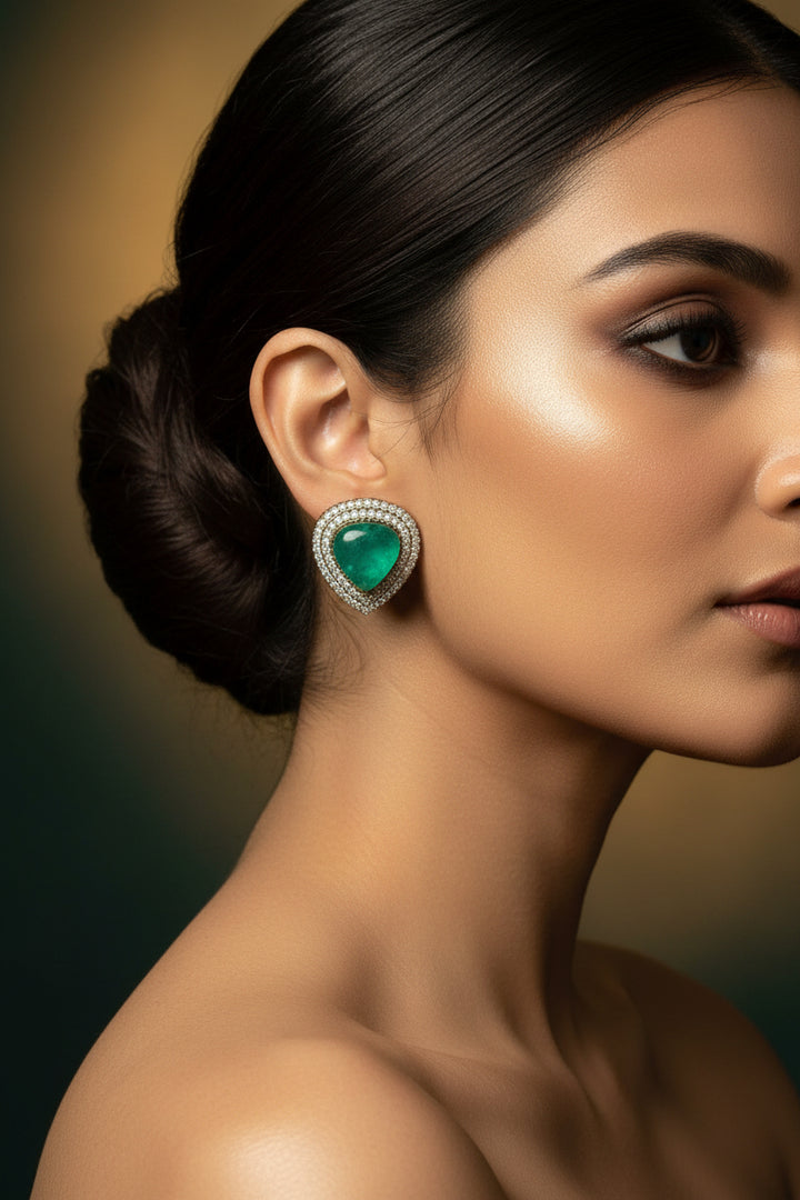 Doublet Stone Studs - Green