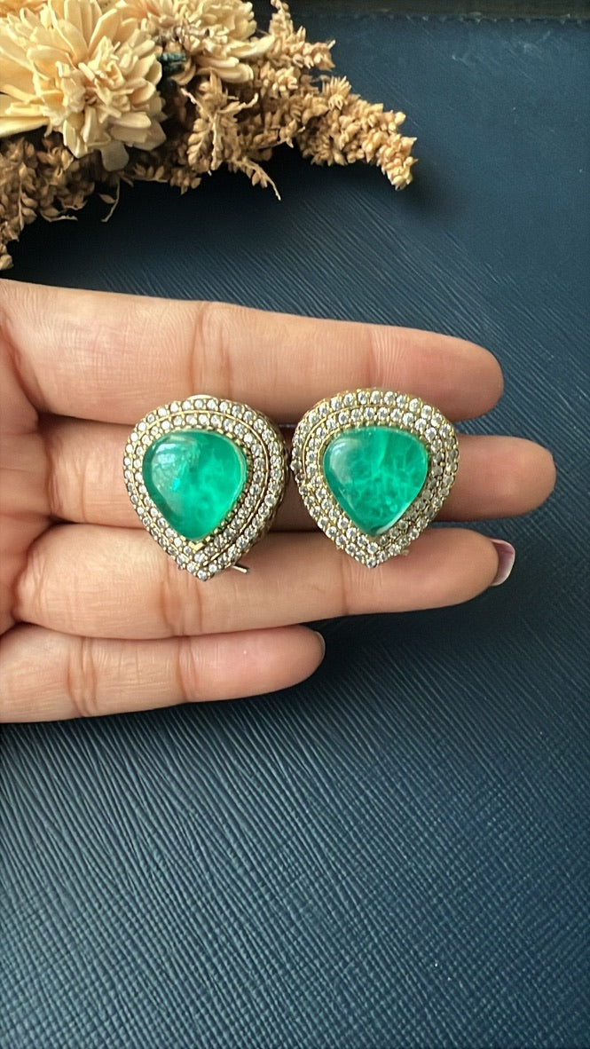 Doublet Stone Studs - Green