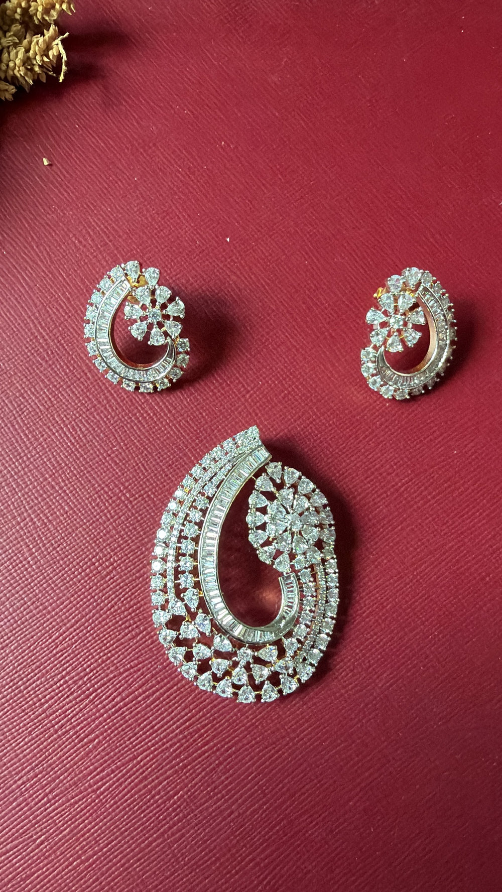 Gold-tone American Diamond pendant set from Hema Collections