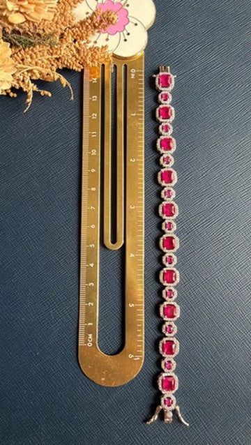 Openable American diamond tennis bracelet with continuous CZ stone line, 7 inch