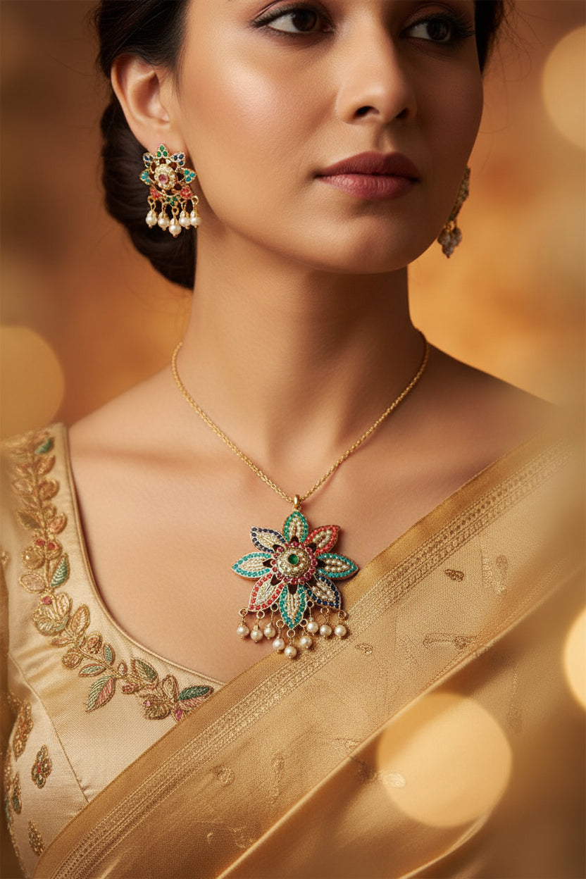 Madhushree Jadau Pendant Set