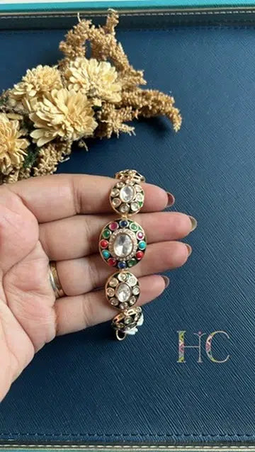 Riya Kundan pearl-style bracelet worn on wrist for everyday and festive wear