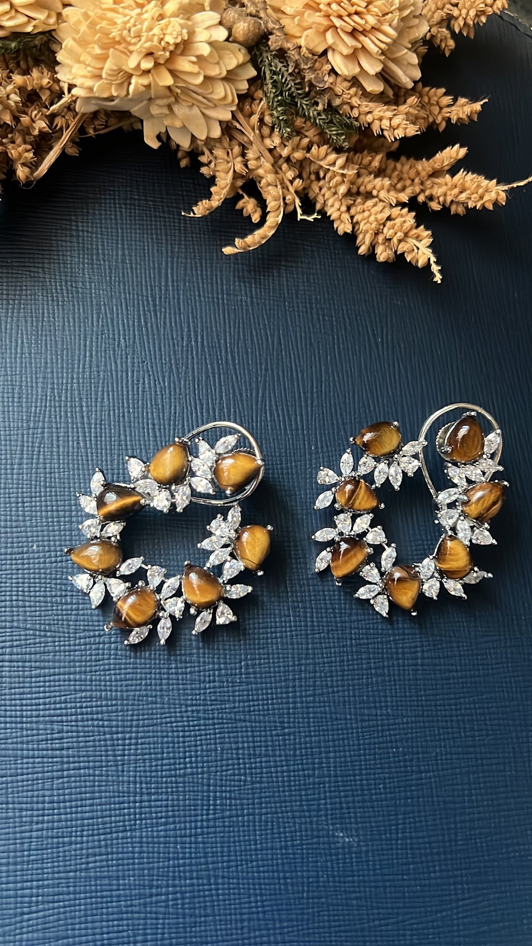 Semi Precious Tiger Stone Earring