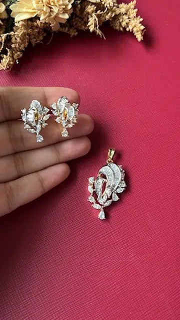 Gold-tone American Diamond pendant set from Hema Collections