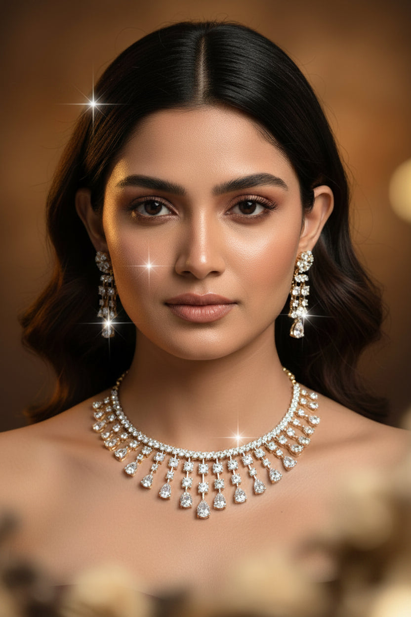 Meenkashi Diamond Necklace Set