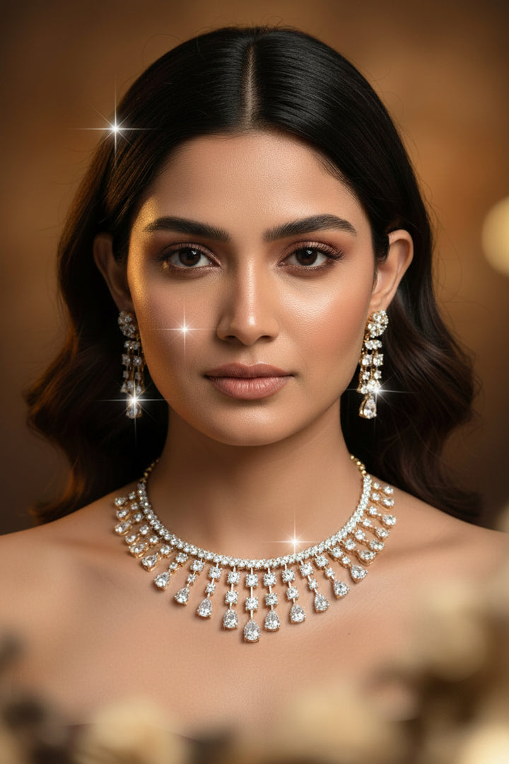 Meenkashi Diamond Necklace Set