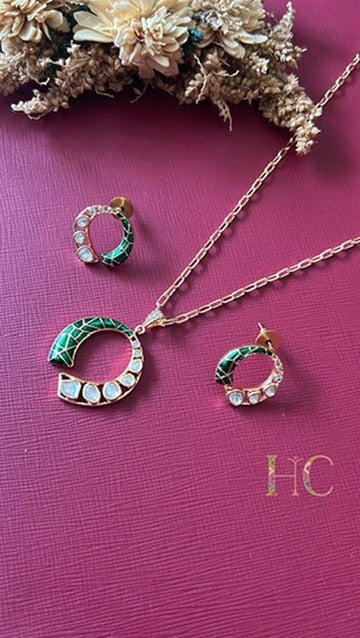 Moon Meena Pendant Set