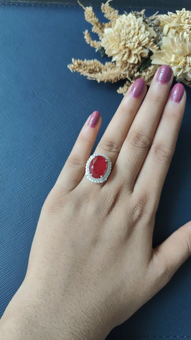 Saanvi  Diamond Ring - Red