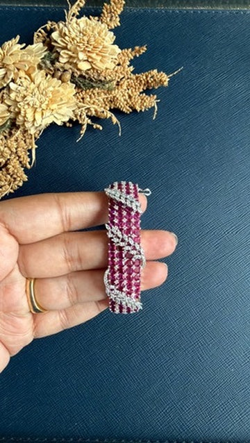 Openable silver-tone ruby and diamond bracelet from Hema Collections