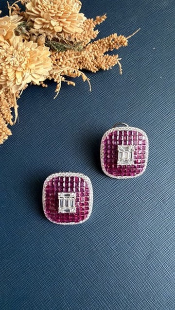 Nipa Diamond Studs - Wine