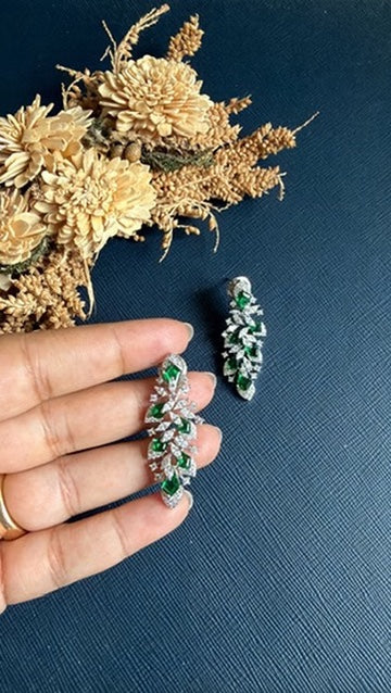Mounika Diamond Earring-Green