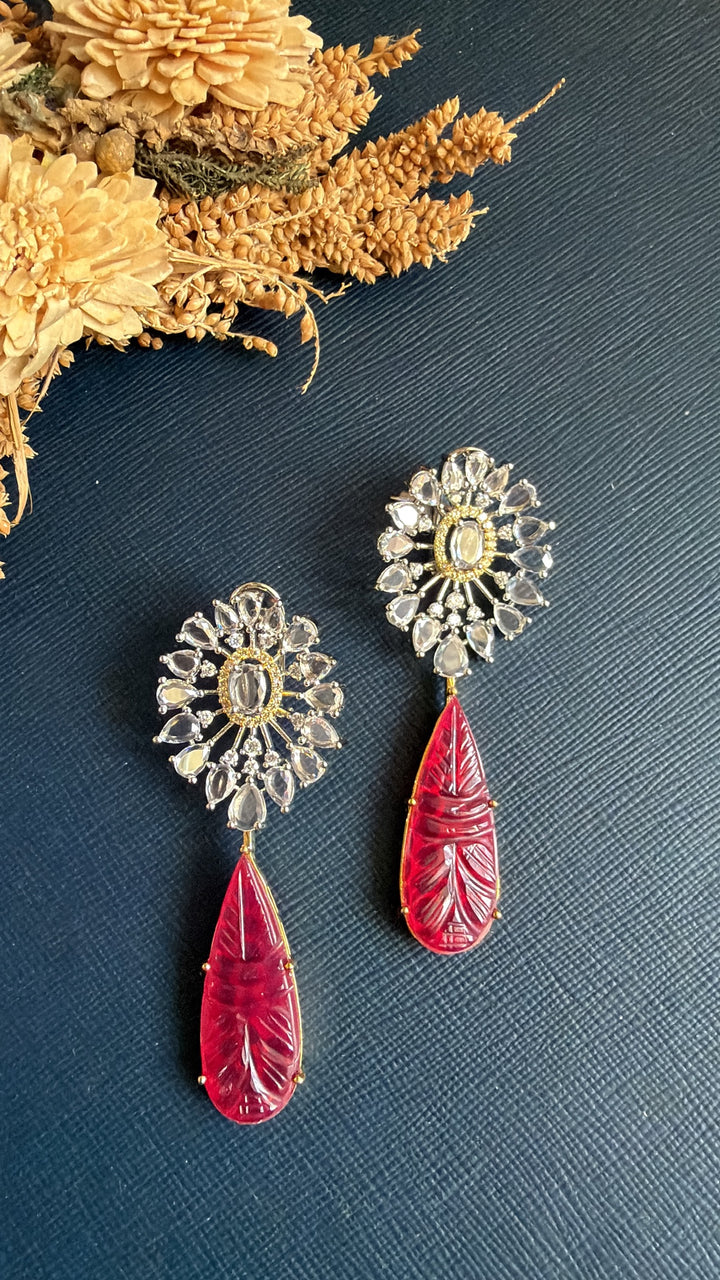 Ojaswini Diamond Earrings -Ruby