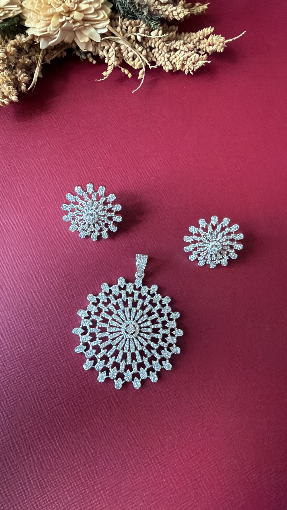 Gold-tone American Diamond pendant set from Hema Collections