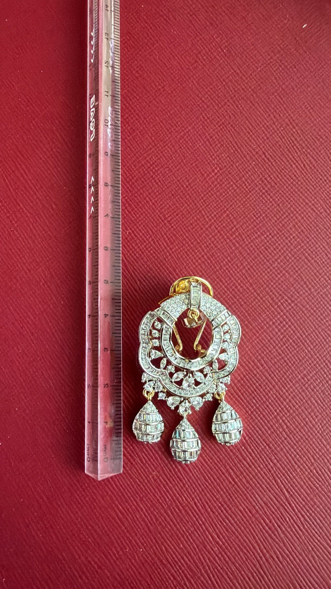 Mirza large Ganga Jamuna pendant and earrings set