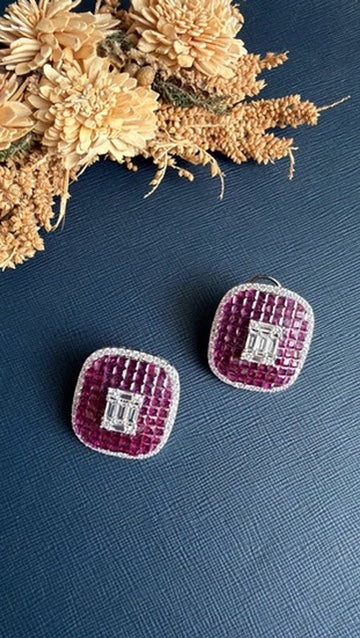 Nipa Diamond Studs - Wine
