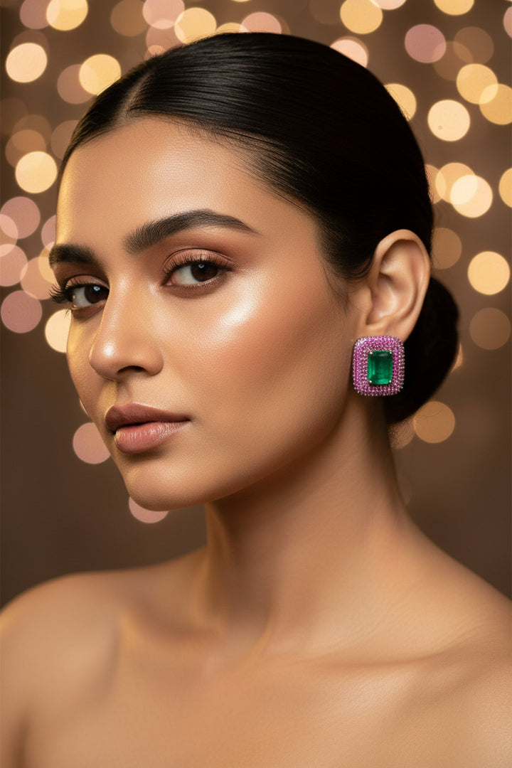 Kaira Diamond Studs - Green