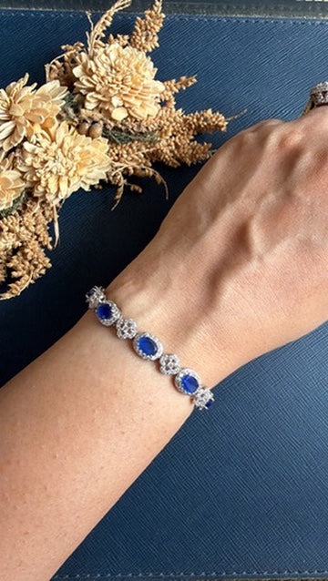 Qirat Diamond Tennis Bracelet - Blue
