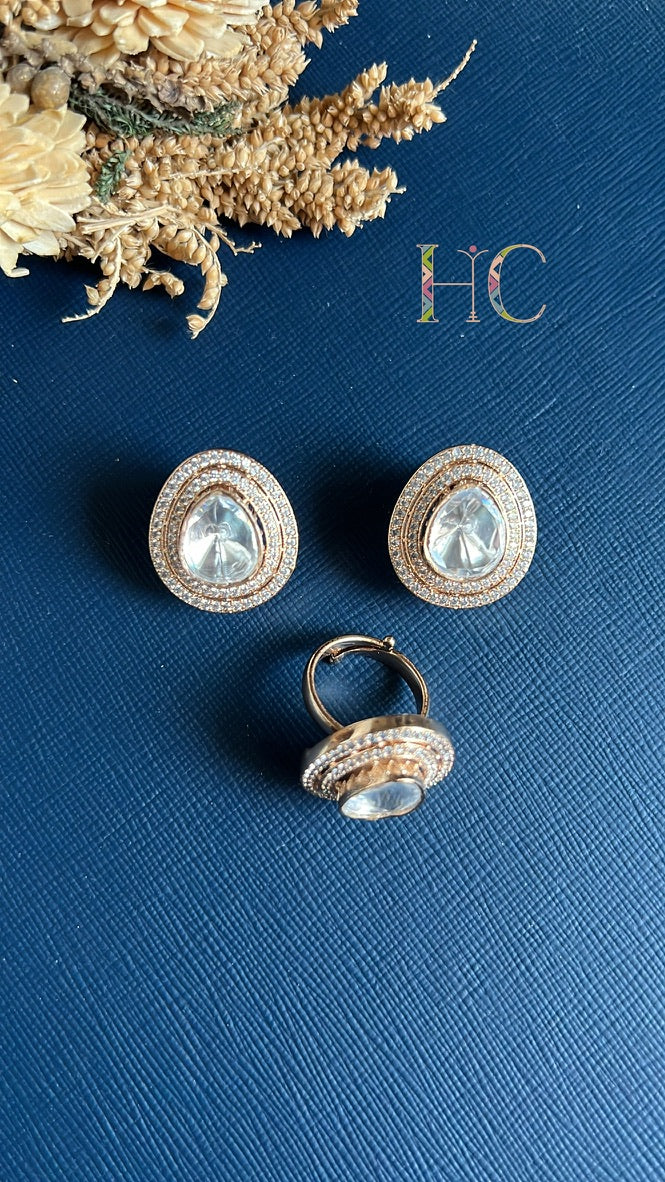 Kundan Earring Ring Combo