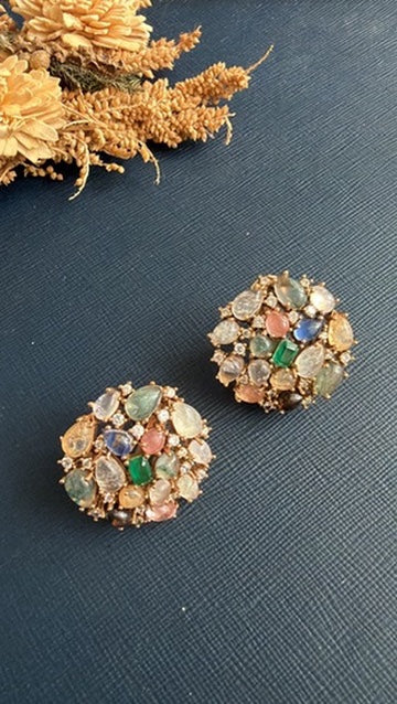 Large multicolour studs for weddings and festive wear