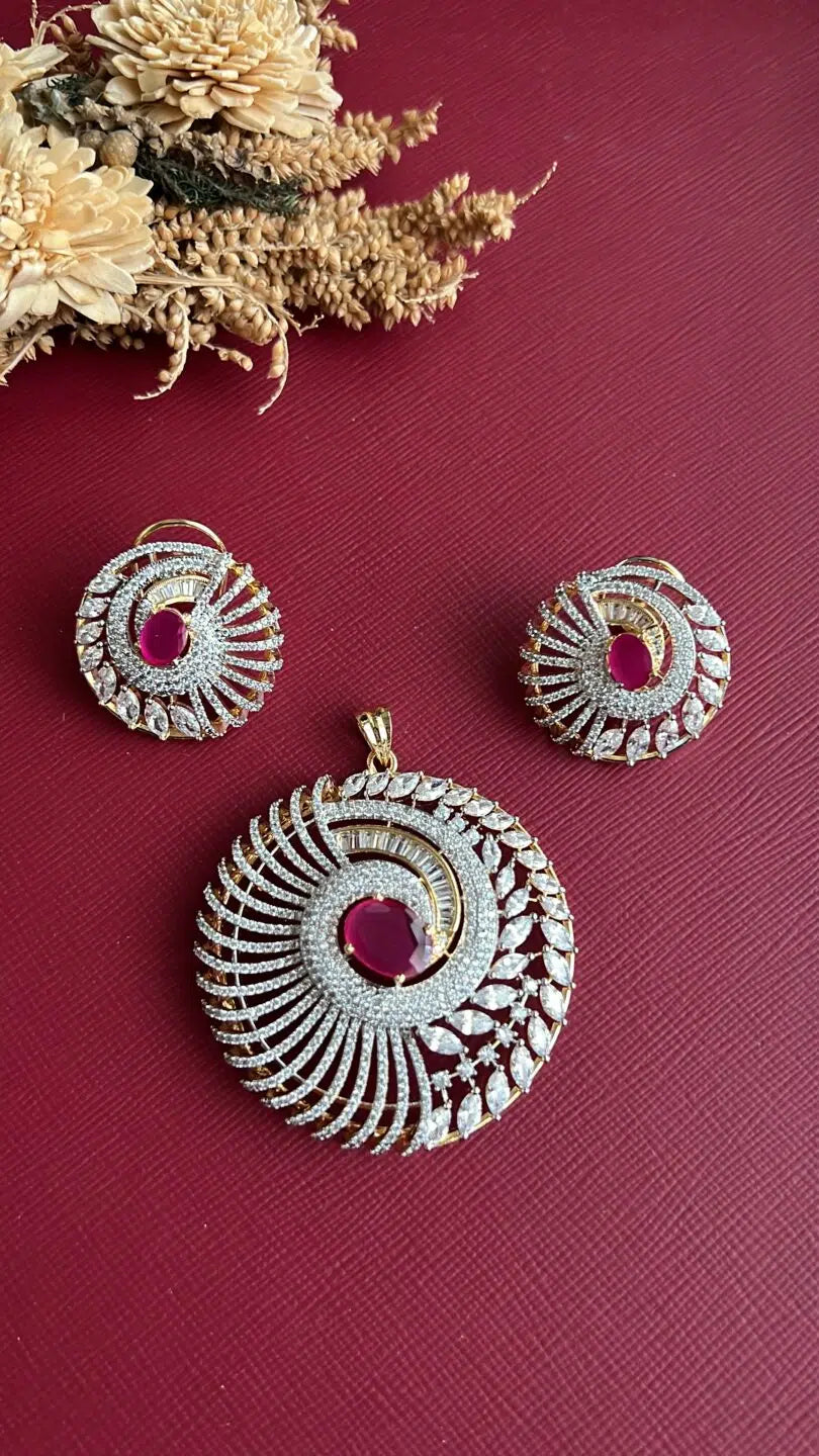 Gold-tone American Diamond pendant set from Hema Collections