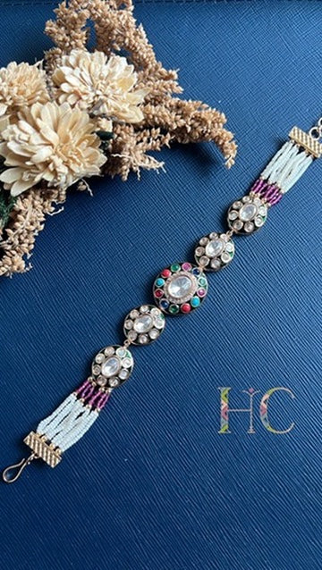 Riya Kundan Pearl Bracelet
