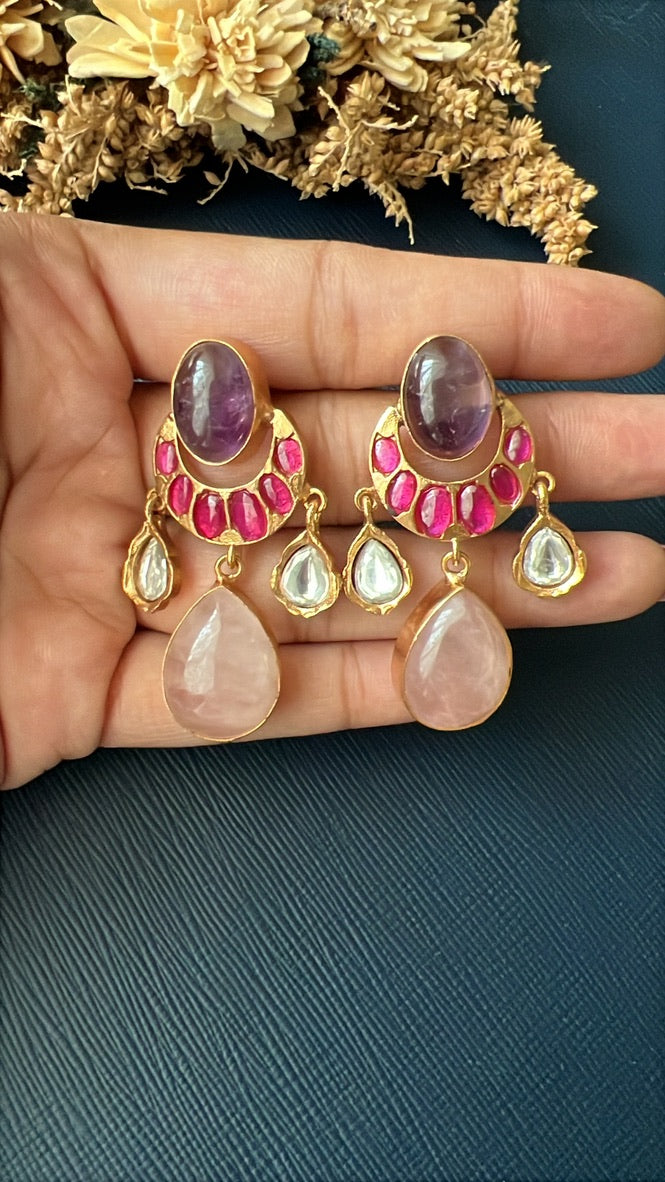 Alka Doublet Earring- Pink