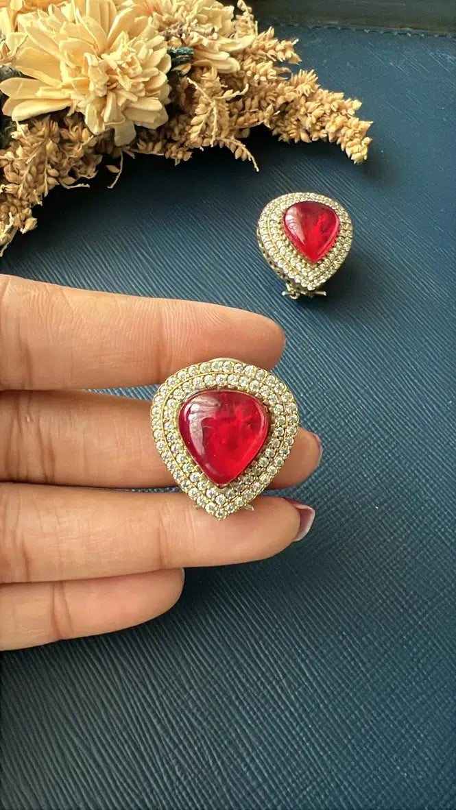 Doublet Stone Studs - Red