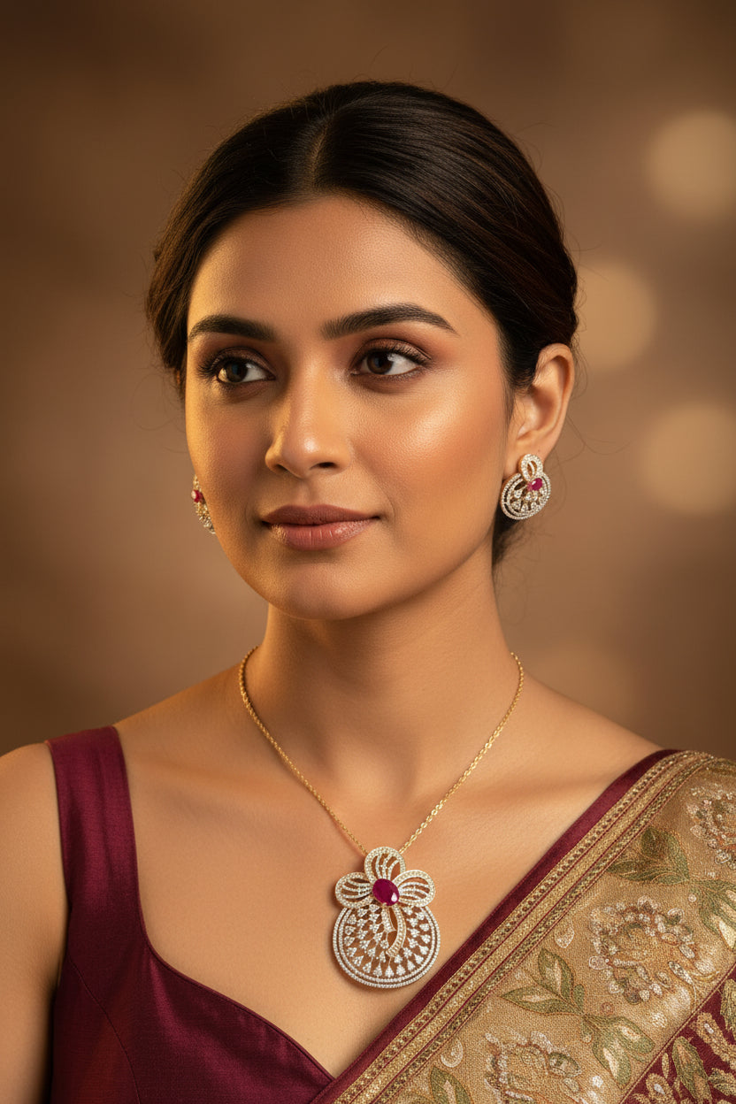 Ammy Diamond Pendant Set