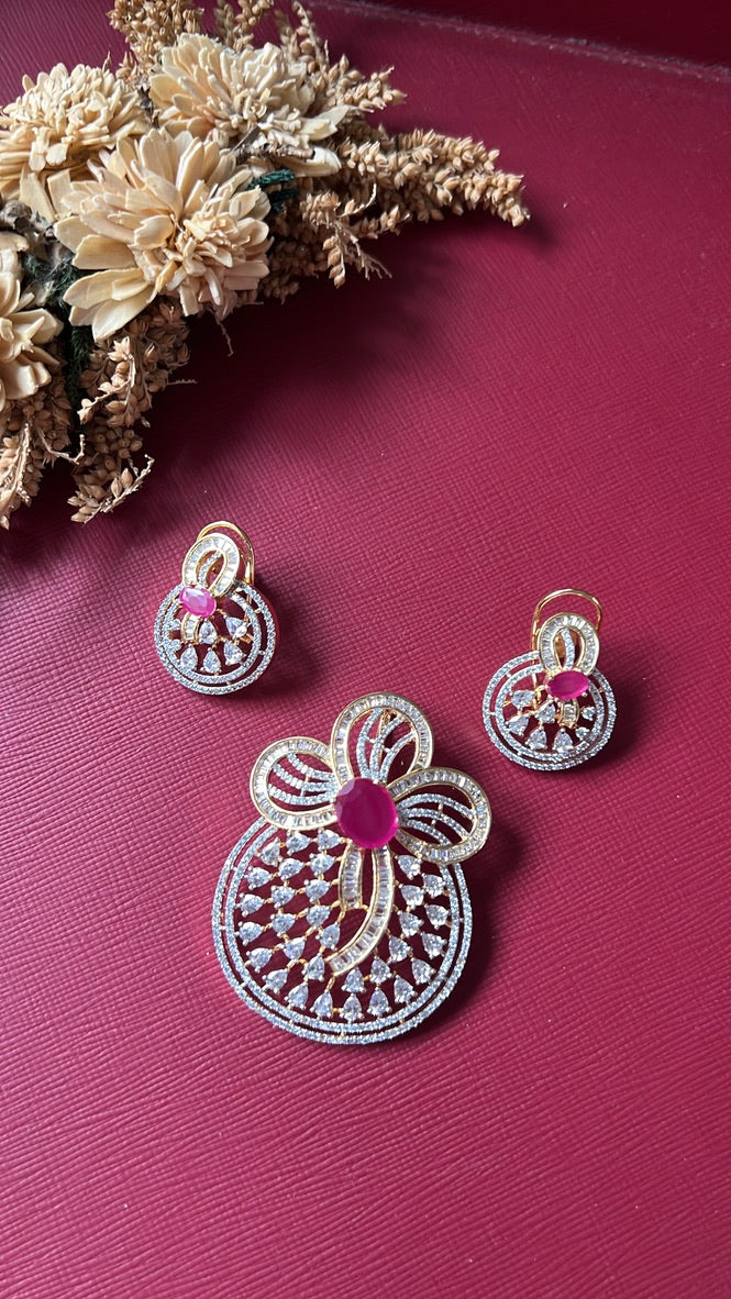 Gold-tone American Diamond pendant set from Hema Collections