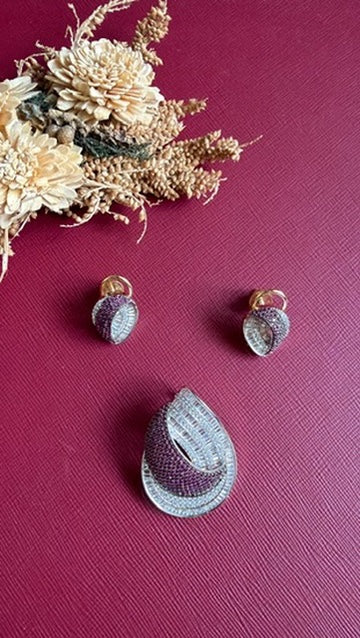 Gold-tone American Diamond pendant set from Hema Collections