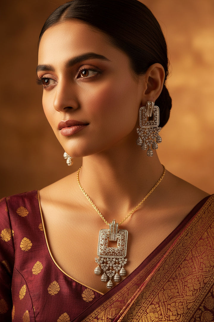 Enisha Big Diamond Pendant Set