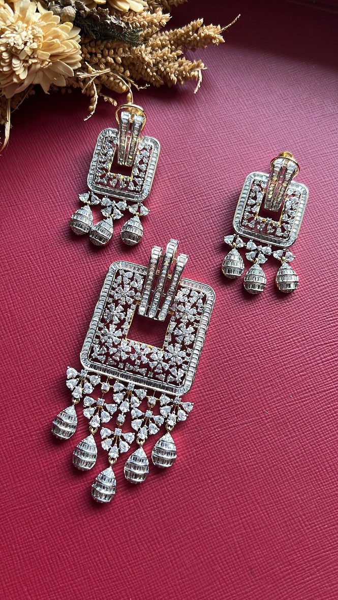 Gold-tone American Diamond pendant set from Hema Collections