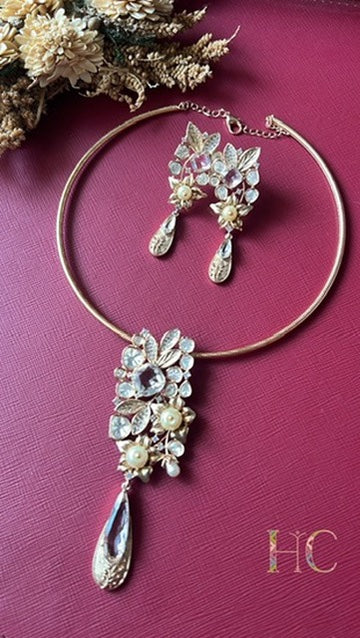 Rose Kundan Hasli Set