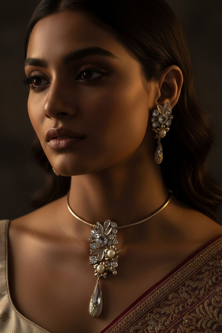 Rose Kundan Hasli Set